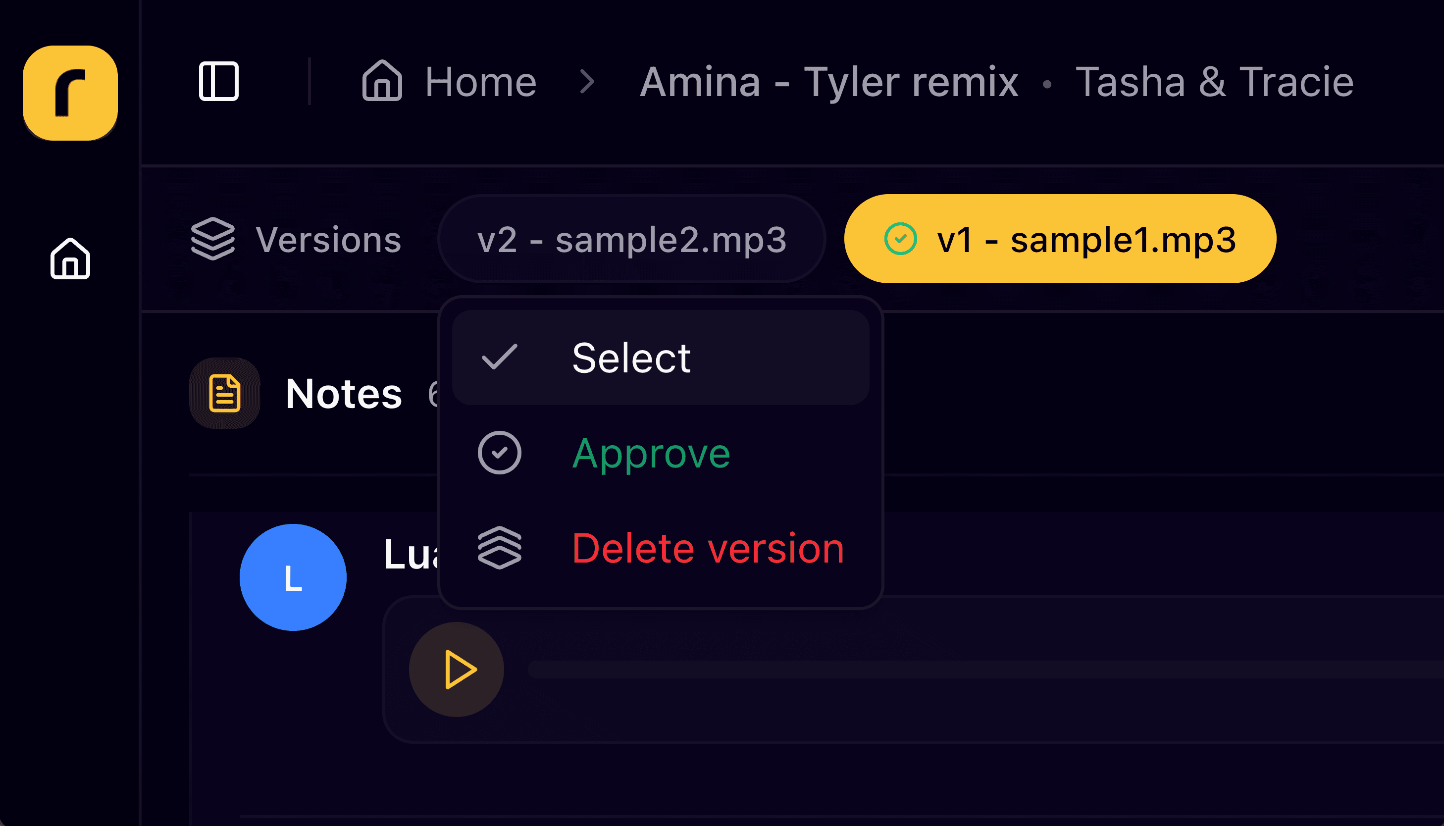 Version history for album approvals